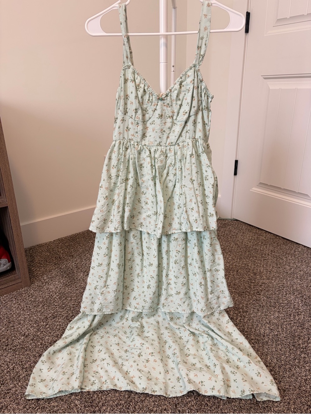 Women’s Mint Floral Tiered Summer Dress
